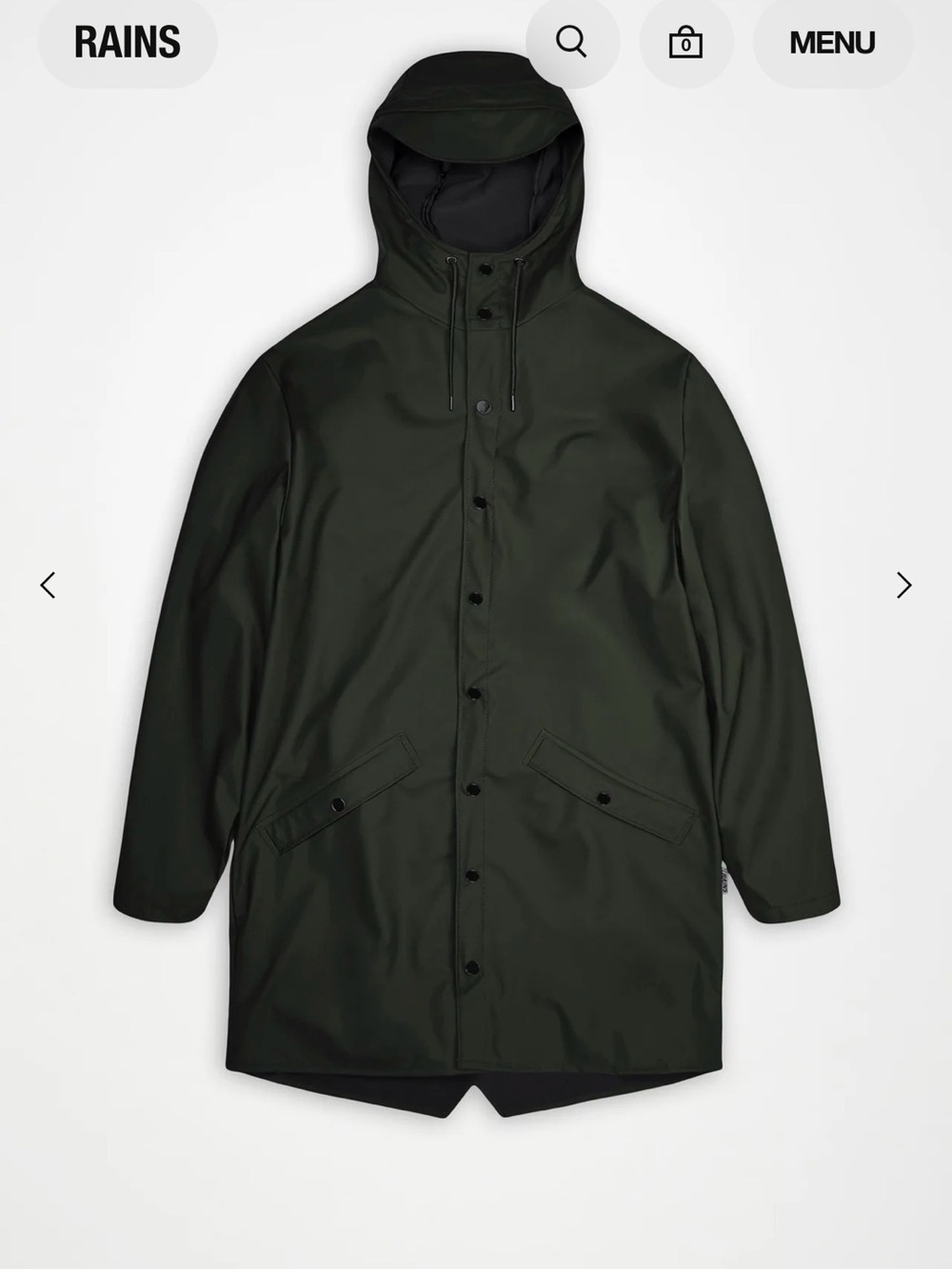 Rains Hooded Raincoat - Dark Green